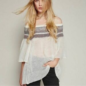 FREE PEOPLE Boho Off-Shoulder Sheer Top NWOT